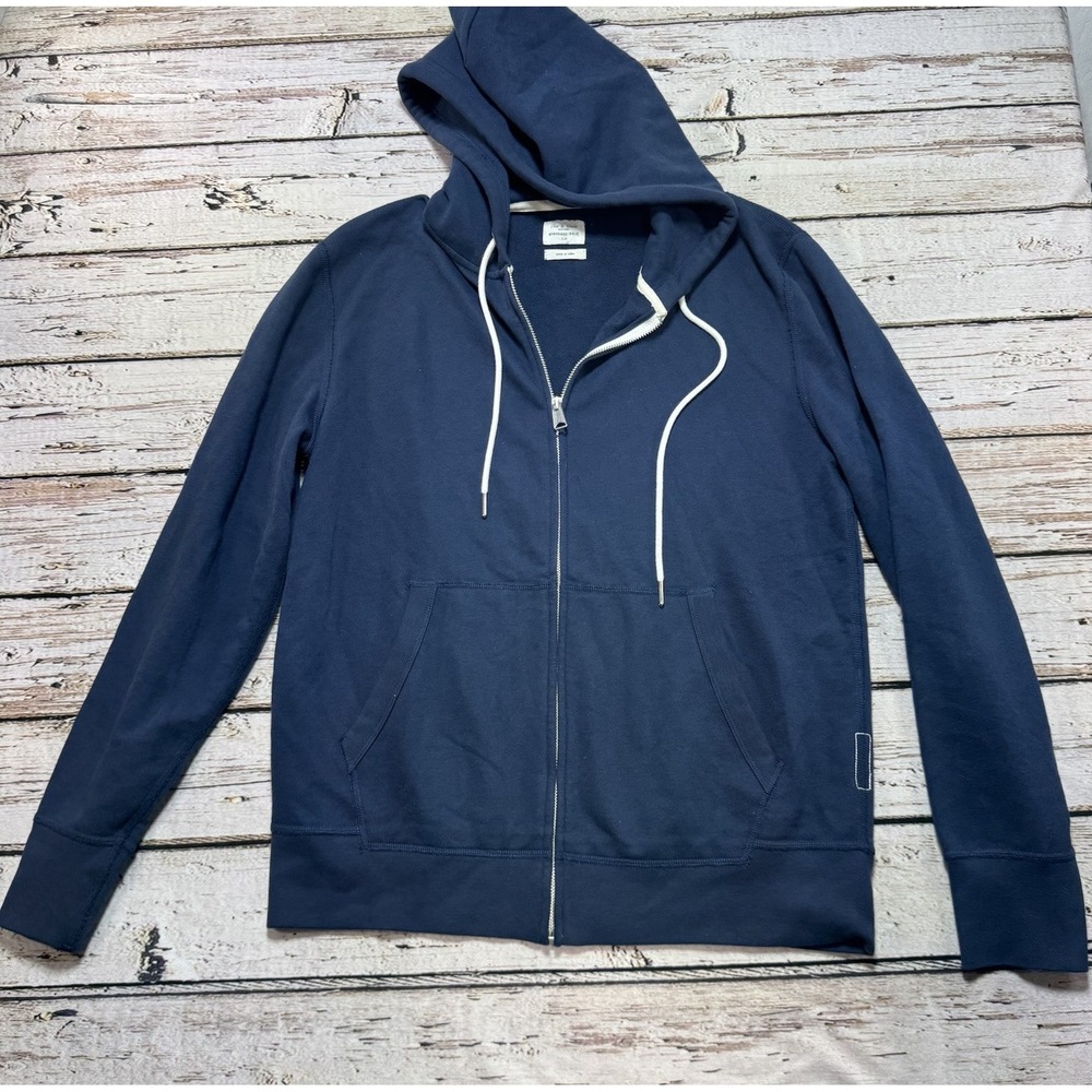 Rag & Bone STANDARD ISSUE Mens Navy Blue Full Zip Hoodie Sweatshirt Size Large